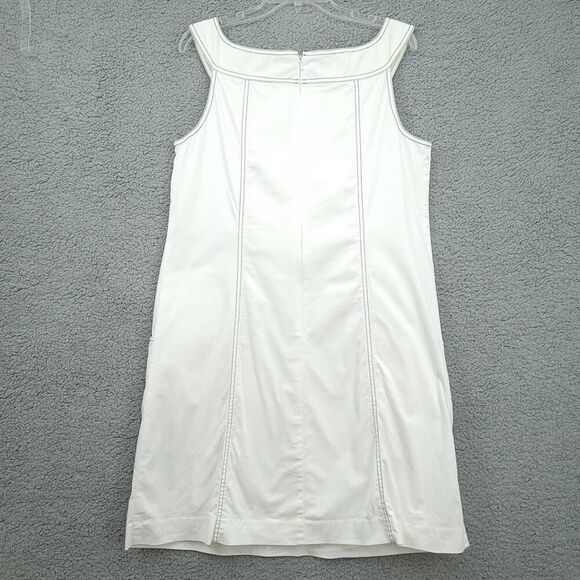 Ellen Tracy White Jumper Dress Large Buttons Size 10 - Picture 3 of 11